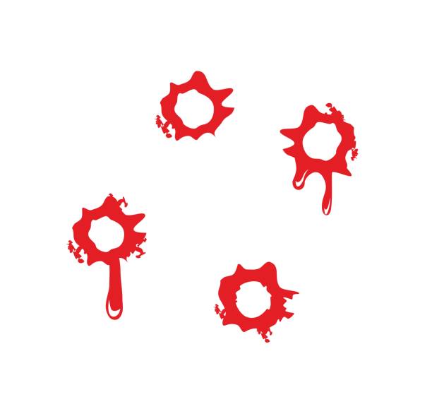 Bullet Holes With Blood Splatters Flat Vector Illustration On White  Background Stock Illustration - Download Image Now - iStock