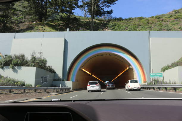 rainbow tunnel in marin county, CA, USA, March 18, 2017