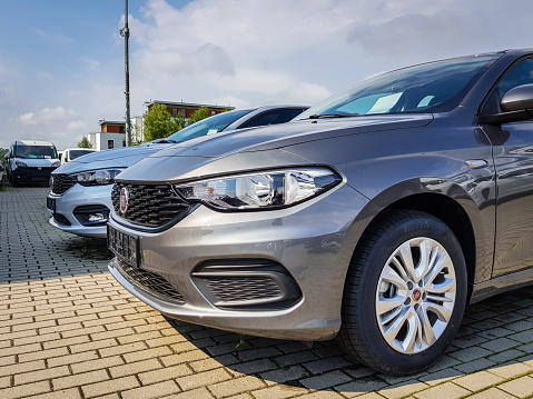Gdansk, Poland - July 18, 2018: Fiat Tipo car at  the Fiat showroom of Gdansk, Poland. Fiat Tipo is european compact car manufactured in Italy.