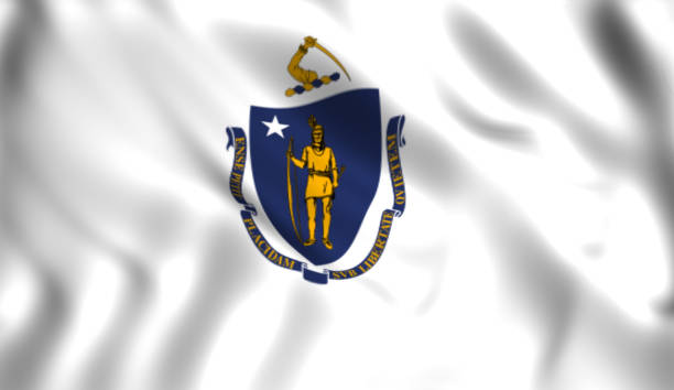 drapeau de massachusetts - massachusetts flag state insignia photos et images de collection
