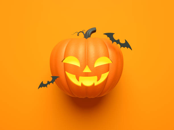 istock Halloween home decorations with bat and pumpkin for trick or treat. 3d render 1024992024