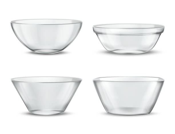 3d 현실 투명 식기, 유리 식기를 벡터 - bowl stock illustrations