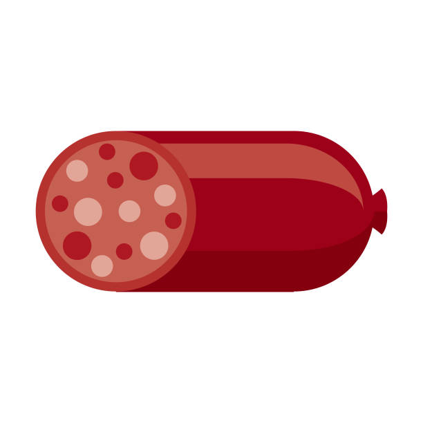 ilustrações de stock, clip art, desenhos animados e ícones de sausage flat design meat icon - pepperoni