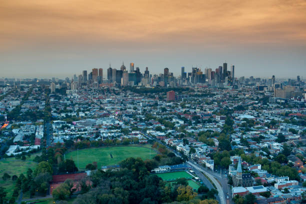 istock Sunrise Skyline and Footy Field 1025009228