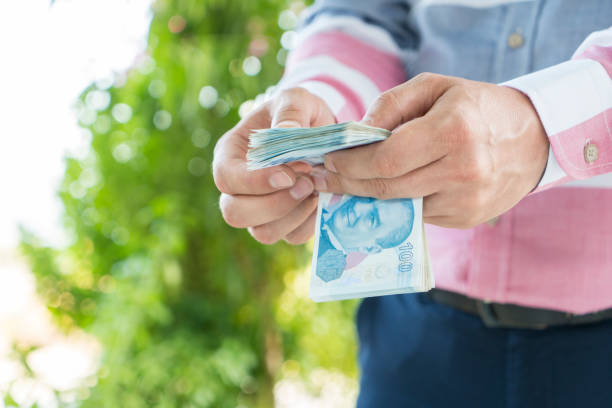 istock Businessman counting Turkish Lira 1025023686