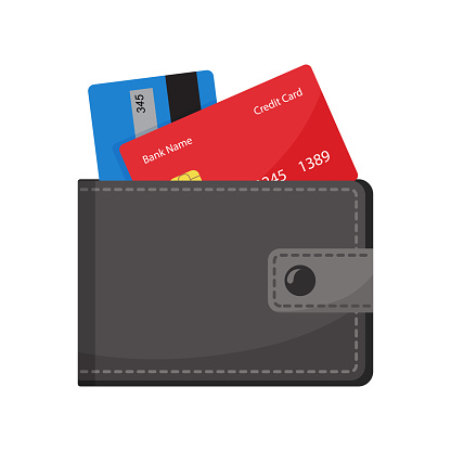 Wallet with credit cards. Vector illustration