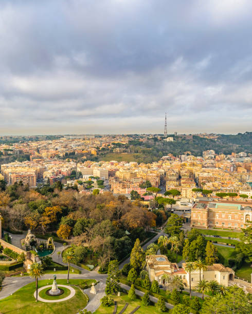 istock Vatican Gardens Aerial View at Saint Peter Basilica Viewpoint 1025041068