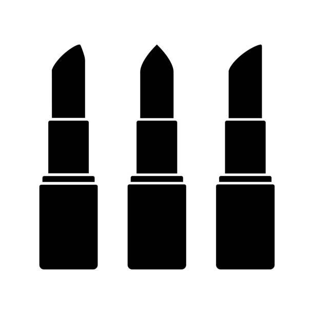 illustrations, cliparts, dessins animés et icônes de ensemble des rouges à lèvres. pommades noirs isolés sur fond blanc. illustration vectorielle - lipstick