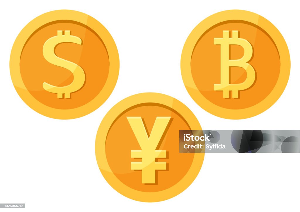 Set de icoane monede de aur bani. Dolar, bitcoin, yuan. Ilustrație vectorială - vector de stoc A face bani fără redevențe Set de icoane monede de aur bani. Dolar, bitcoin, yuan. Ilustrație vectorială - vector de stoc A face bani fără redevențe