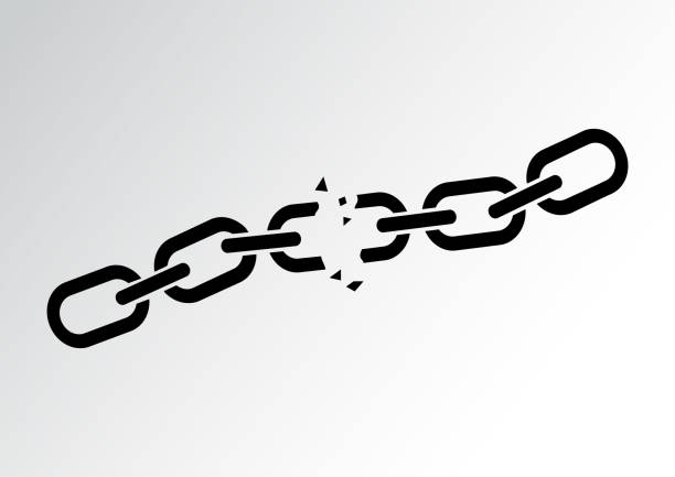 Broken chain. Vector illustration Broken chain. Vector illustration chain object stock illustrations