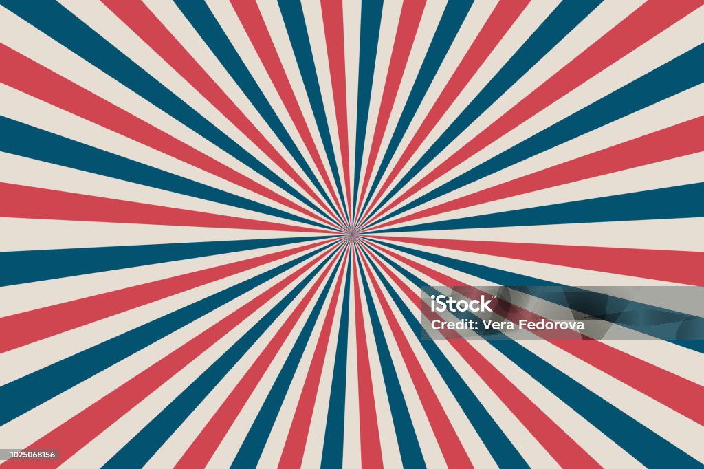 United States Independence Day 4th of July or Memorial Day background. Retro patriotic vector illustration. Concentric stripes in colors of American flag. United States Independence Day 4th of July or Memorial Day background. Retro patriotic vector illustration. Concentric stripes in colors of American flag. Red, blue and white rays. Backgrounds stock vector