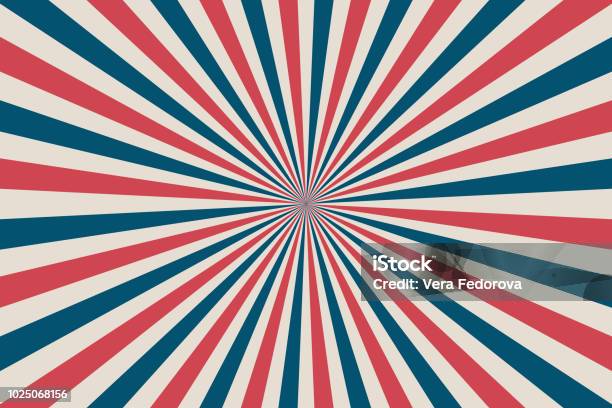 United States Independence Day 4th Of July Or Memorial Day Background Retro Patriotic Vector Illustration Concentric Stripes In Colors Of American Flag Stock Illustration - Download Image Now
