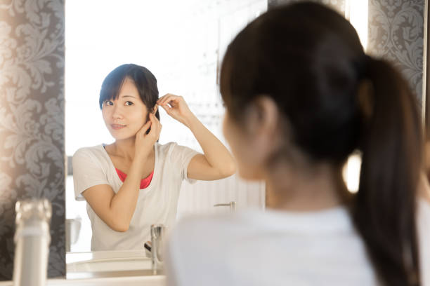 attractive asian women relaxing in dressing room