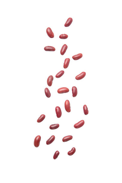 red beans falling isolated on the white background - falling beans imagens e fotografias de stock