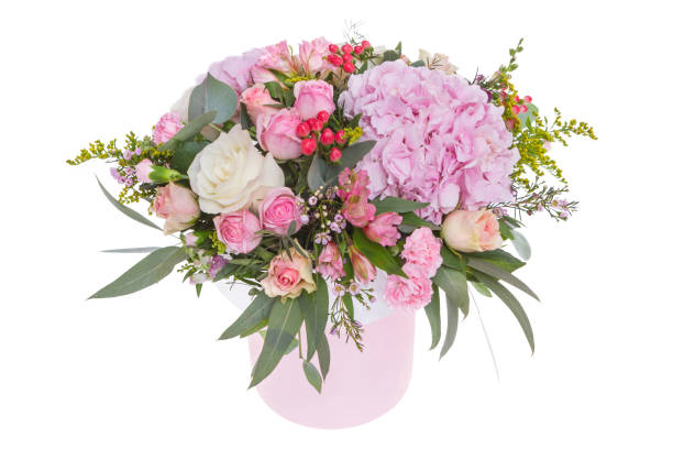 istock Bright buketny composition from fresh flowers, the white background 1025141584