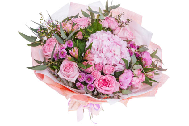 istock Bright buketny composition from fresh flowers, the white background 1025141604
