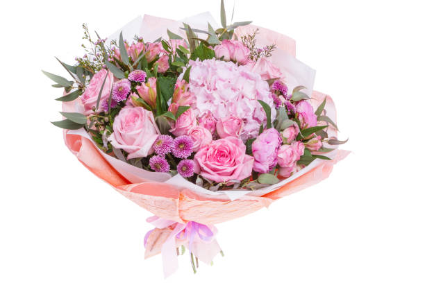 istock Bright buketny composition from fresh flowers, the white background 1025141610