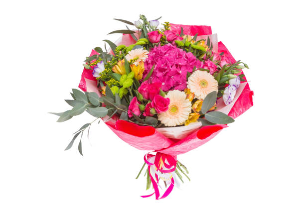 istock Bright buketny composition from fresh flowers, the white background 1025141652