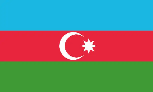 Vector illustration of National Flag Azerbaijan