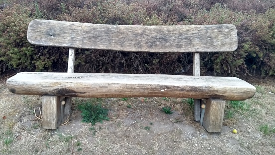 Cement chairs set in the garden