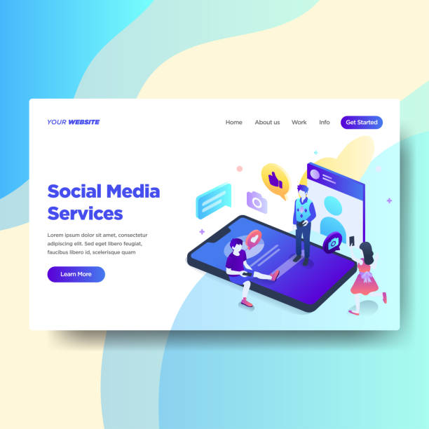 Landing page template of Social Media Services. Modern flat design concept of web page design for website and mobile website.Vector illustration vector art illustration