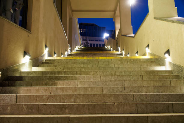 istock Modern minimalism style stairs with night lighting. 1025197046