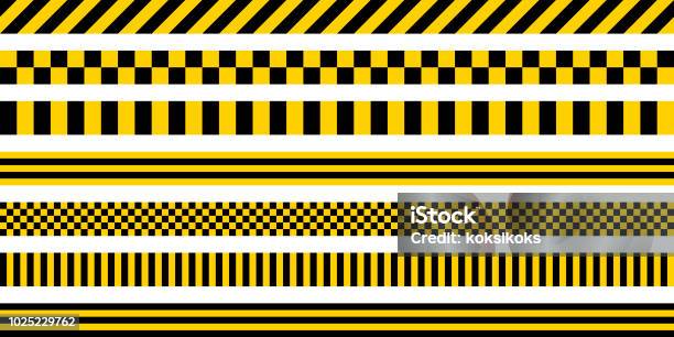 Ilustración de Conjunto Rayas Color Amarillo Y Negro Con Patrón Industrial Vector Patrón De Rayas Negro De Advertencia De Seguridad Sobre Fondo Amarillo y más Vectores Libres de Derechos de Rayado - Diseño