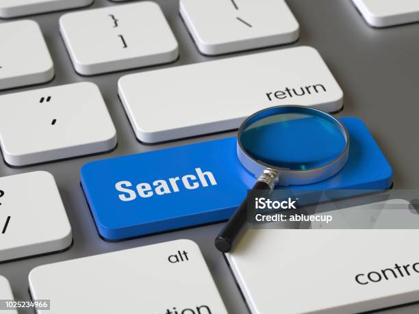 Search Key On The Keyboard Stock Photo - Download Image Now - Searching, Solution, Research