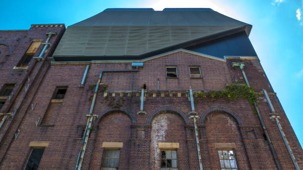 Ponferrada, Spain - February 24, 2019: View of Ponferrada Light Factory Museum in the old thermic power plant, Leon province, Spain