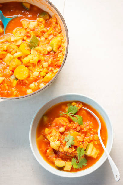 istock One pot vegetable - cauliflower, courgette, tomatoes, carrots, fennel soup 1025238208