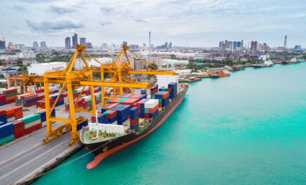 istock Container ship from sea port working for delivery containers shipment. Suitable use for transport or import export to global logistics concept. 1025244006