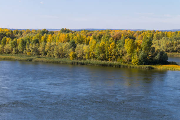 istock Colorful autumn trees on the riverfront. 1025252064