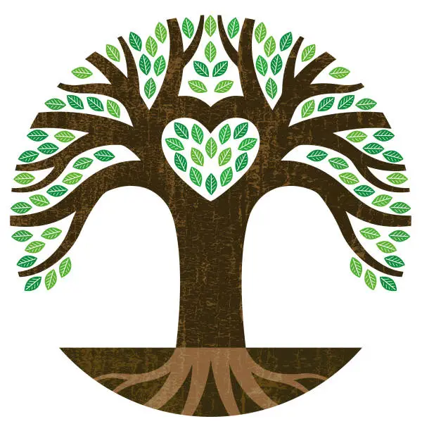 Vector illustration of Tiny heart tree illustration