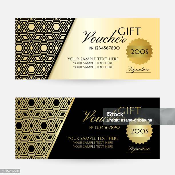 Voucher Sample Ringgit Illustration With Hexagonal Arabian Golden Texture Gift Vouchers ...