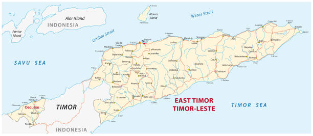 Vector road map of the Democratic Republic of Timor-Leste Vector road map of the Democratic Republic of Timor-Leste. leste stock illustrations