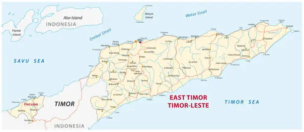 Vector illustration of Vector road map of the Democratic Republic of Timor-Leste