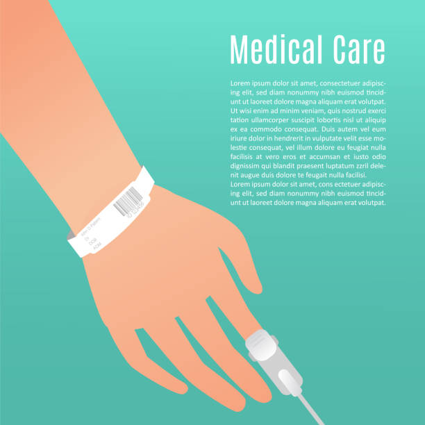 illustrazioni stock, clip art, cartoni animati e icone di tendenza di ospedale paziente mano - braccialetto di identificazione