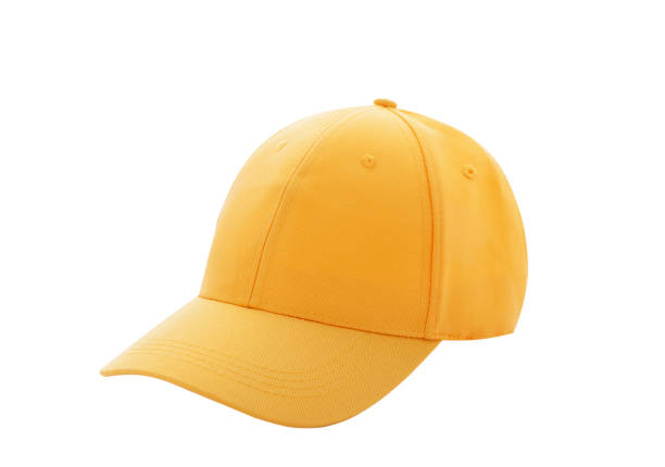 istock Baseball cap yellow templates, front views isolated on white background 1025313898