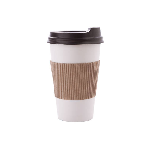 istock Blank take away kraft coffee cup isolated on white background 1025321146