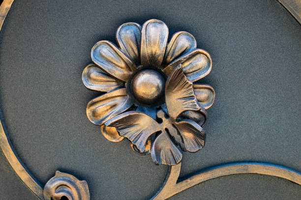 istock beautiful decorative metal elements forged wrought iron gates 1025328366