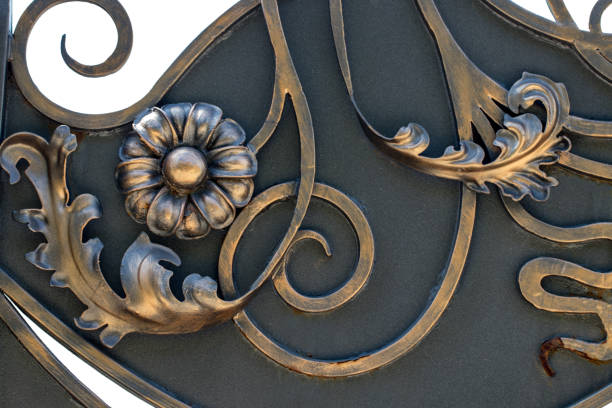 istock beautiful decorative metal elements forged wrought iron gates 1025328408