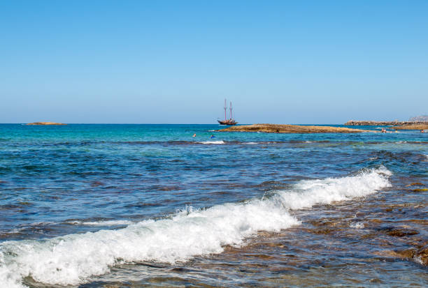 Old Style Sail Boat near Malia on crete, Geece
