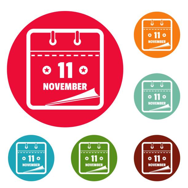 カレンダー 11 11 月アイコン円ベクトルを設定 - web page backgrounds design abstract点のイラスト素材／クリップアート素材／マンガ素材／アイコン素材