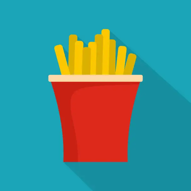 Vector illustration of French fries icon, flat style