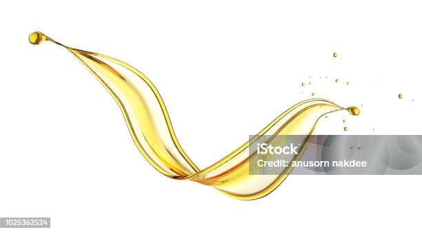 Olive Or Engine Oil Splash Stock Photo - Download Image Now - Cooking Oil, Splashing, Liquid