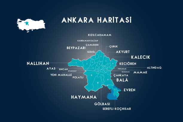 수도 앙카라, 터키의 정치 지도 - ankara stock illustrations