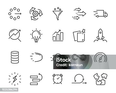 istock simple set of vector line icon, contain such lcon as speed, agile, boost, process, time and more 1025386294