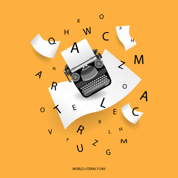 празднование дня алфавита - typewriter writing journalist typing stock illustrations