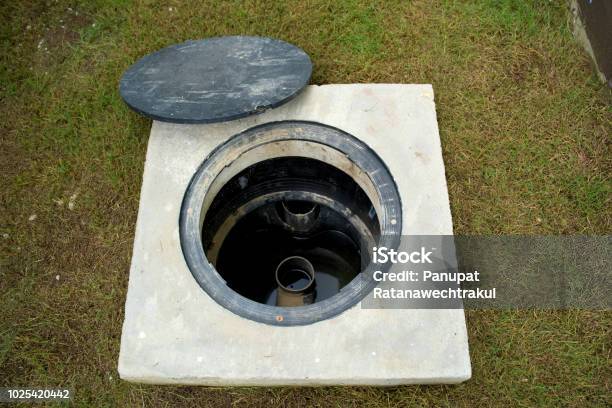 A Hole Of Grease Trap With The Drain System Around The House Stock Photo - Download Image Now