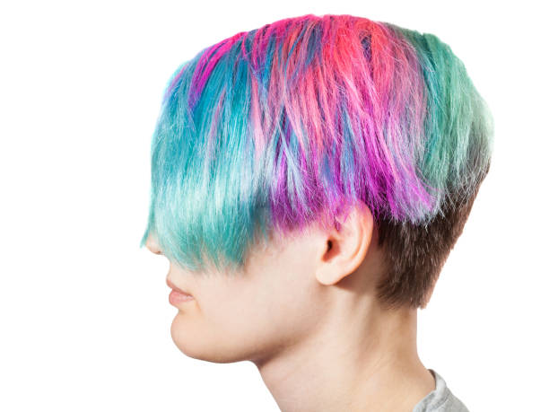 istock female head with multi colored dyed hairs 1025426134